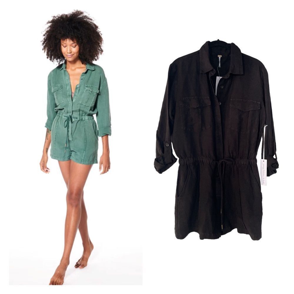 NWT Young Fabulous & Broke Lakeside Linen Romper in Black S - Picture 8 of 9